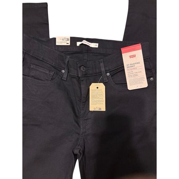 NWT Levi's 311 Shaping Skinny Mid-rise Denim Jeans Sz 28x30 Black Stretch - Picture 7 of 9